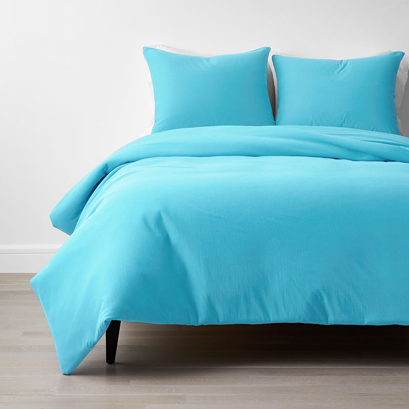 T-Shirt Soft Jersey Knit Duvet Cover Set - Turquoise, Twin