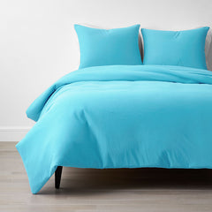 T-Shirt Soft Jersey Knit Duvet Cover Set - Turquoise, King/Cal King