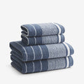 Plush Spa Stripe 4-Piece Bath & Hand Towel Set - Light Indigo