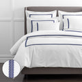 Hewett Luxe Smooth Egyptian Cotton Sateen Duvet Cover - Blue, Full/Queen