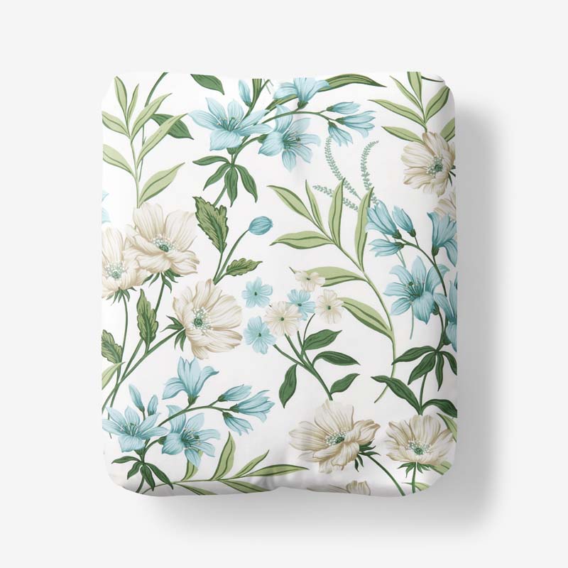 Gardenia Mist Premium Smooth Wrinkle-Free Sateen Fitted Bed Sheet - Cream Multi, Queen