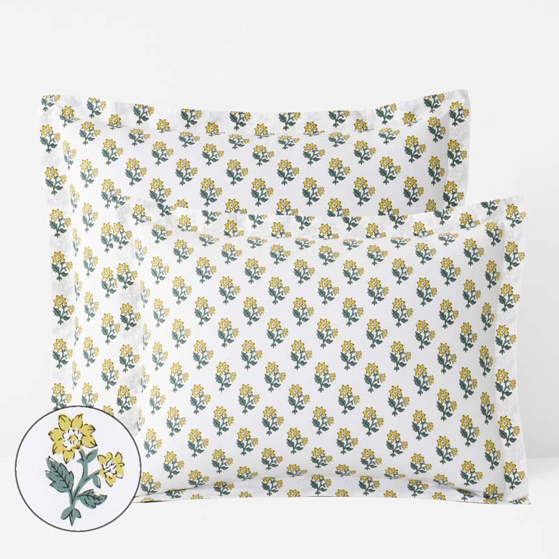 Suhana  Garment Washed Cotton Percale Sham - Yellow, Standard