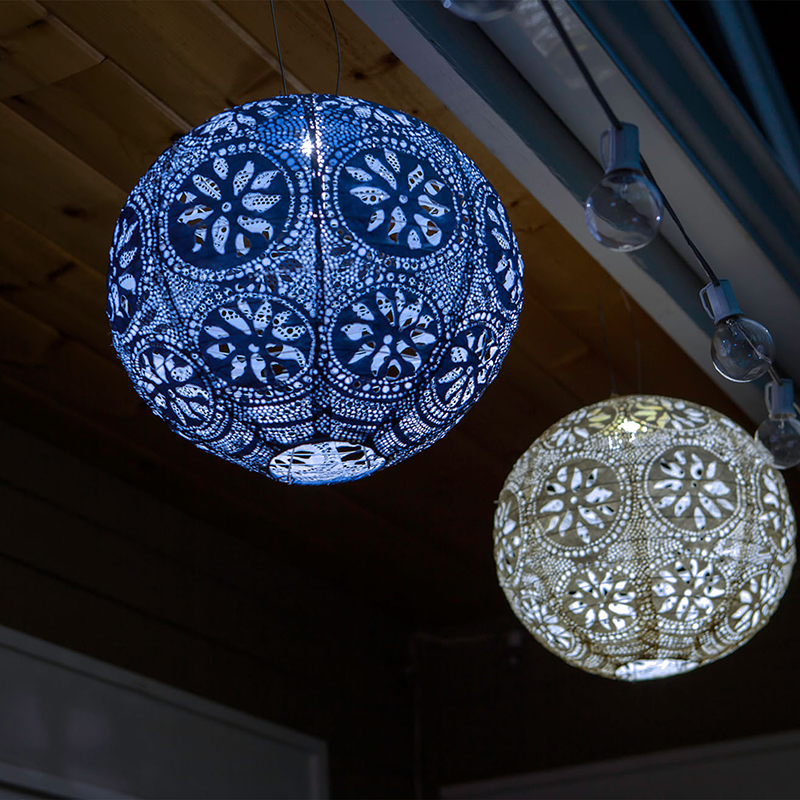Soji™ Stella Boho Solar Outdoor Lantern - Metallic Blue