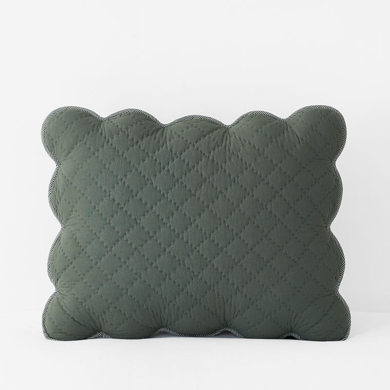Scallop Quilted Sham - Forest Green, King