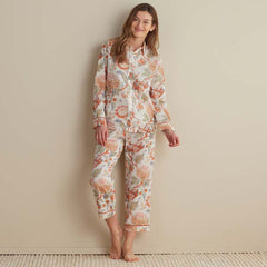 Printed Voile Women's Cropped Pajama Set - Wild Bloom, L