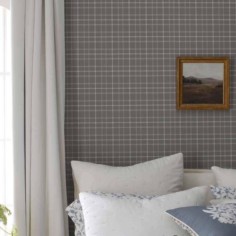 Plaid Traditional Wallpaper - Khaki, Swatch