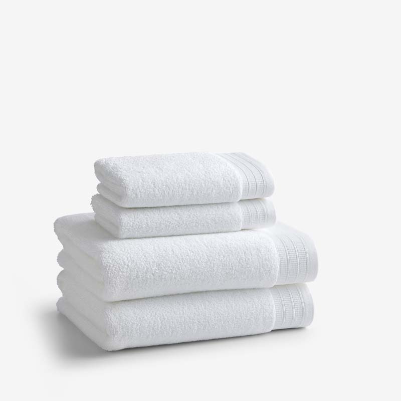 Plush Spa Solid 4-Piece Bath & Hand Towel Set - White