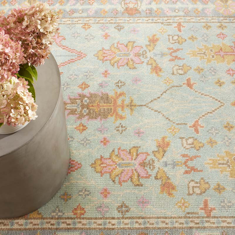 Mara Hand Knotted Wool Rug - Sky Blue, 2' 6" x 8' Runner