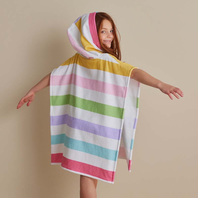 Hooded Poncho - Rainbow Stripe