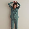 Pima Cotton Women's Button-Down Pajama Set - Green Mist, S