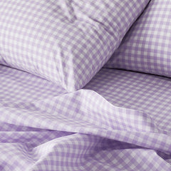 Gingham Classic Cool Organic Cotton Percale Comforter Set - Lilac, Twin/Twin XL