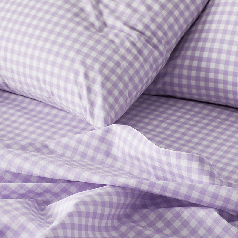 Gingham Classic Cool Organic Cotton Percale Comforter Set - Lilac, Twin/Twin XL
