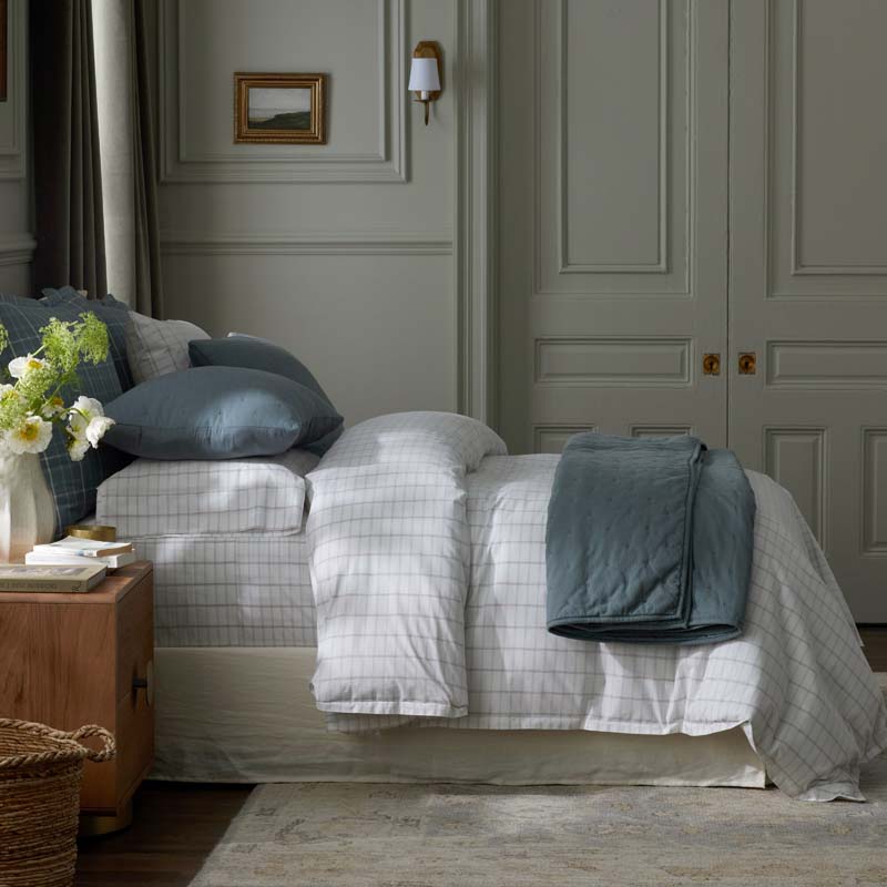 Yarn-Dyed Plaid Garment Washed Cotton Percale Sham - Ivory Multi, Standard