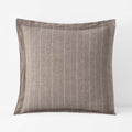 Tailored Stripes Premium Breathable Washed Linen Cotton Reversible Sham - Wide Stripe Dark Brown, Euro