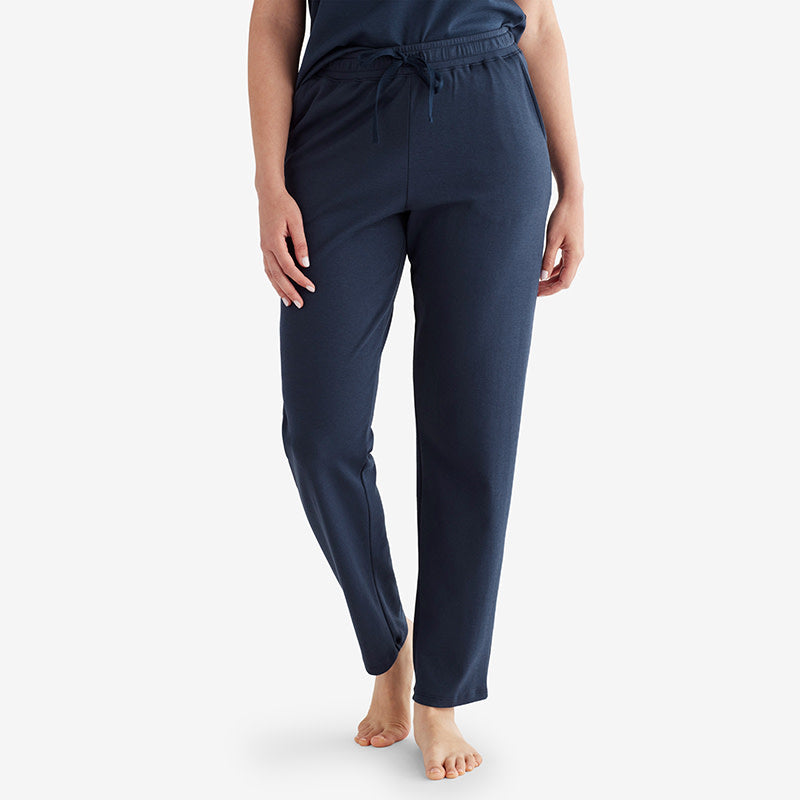 Pima Cotton Tapered Pants - Navy, M