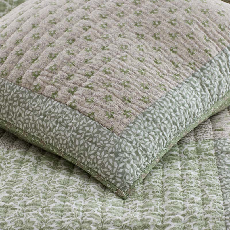 Megara Patchwork Quilted Sham - Green, King