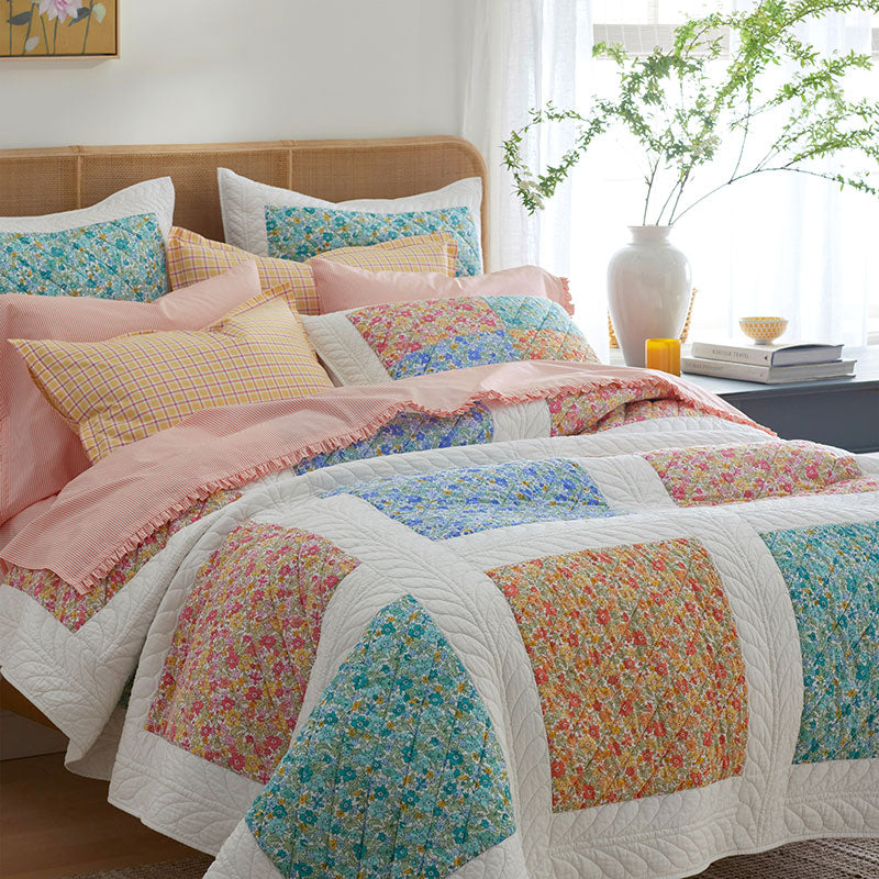 Brenna Patchwork Quilted Sham - White Multi, Euro