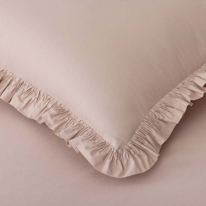 Solid Ruffle Garment Washed Cotton Percale Pillowcase Set - Rose, King