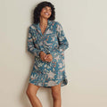 Printed Poplin Women's Nightshirt - Birds & Flowers, XXL