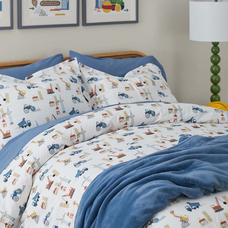 City Builders Classic Cool Organic Cotton Percale Comforter Set - White Multi, Twin/Twin XL