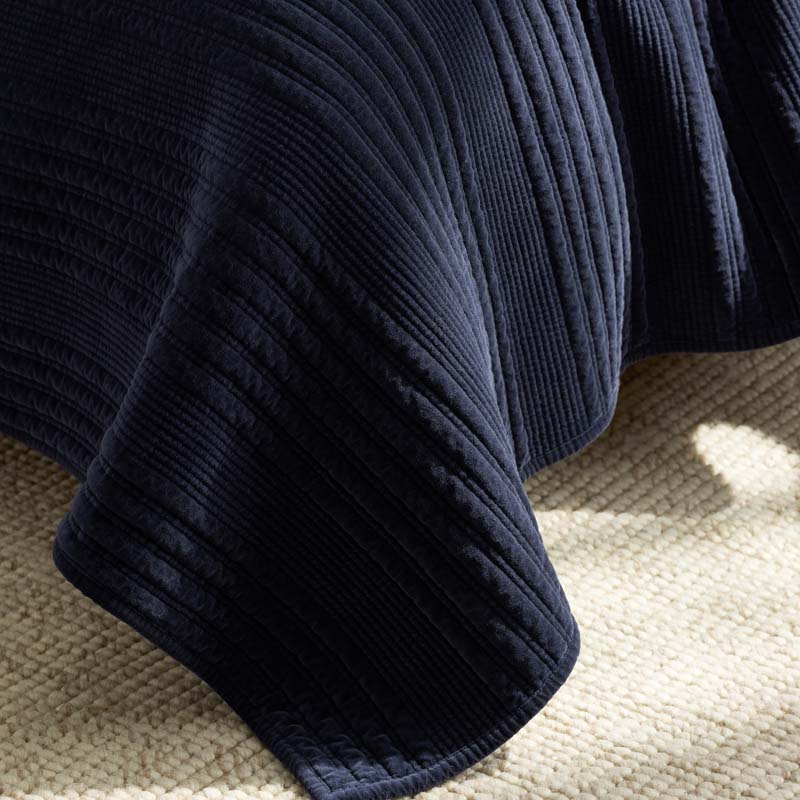 Line Stitch Velvet Quilted Sham - Navy, Standard