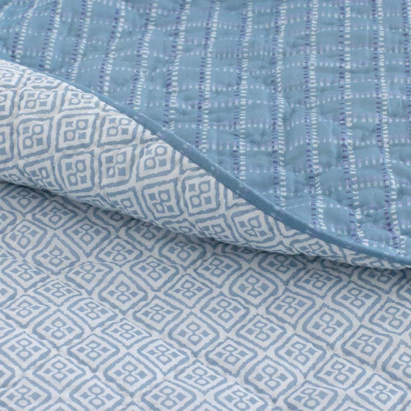 Tira Geo Reversible Quilted Sham - Blue, King