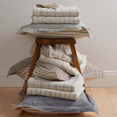 Tailored Stripes and Plaids Premium Breathable Washed Linen Cotton Pillowcase Set - Windowpane Dark Brown, King