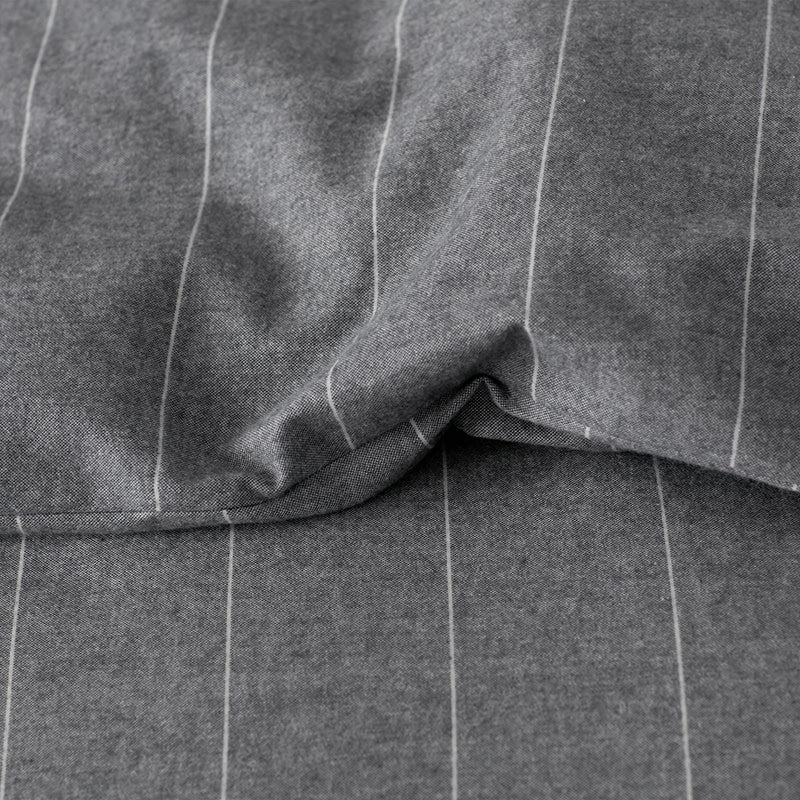 Bromley Premium Ultra-Cozy Flannel Bed Sheet Set - Smoke Stripes, Queen