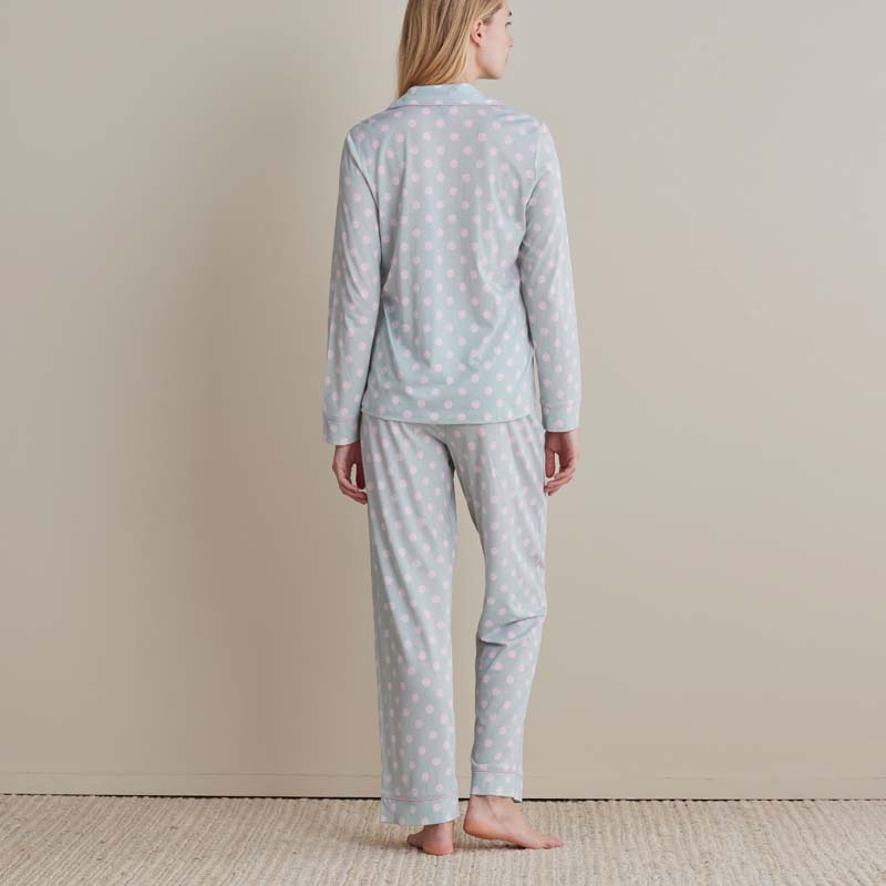 Cotton Modal Women's Button-Down Pajama Set - Pretty Dot, L
