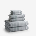 Plush Spa Stripe 6-Piece Bath Set - Light Seaspray