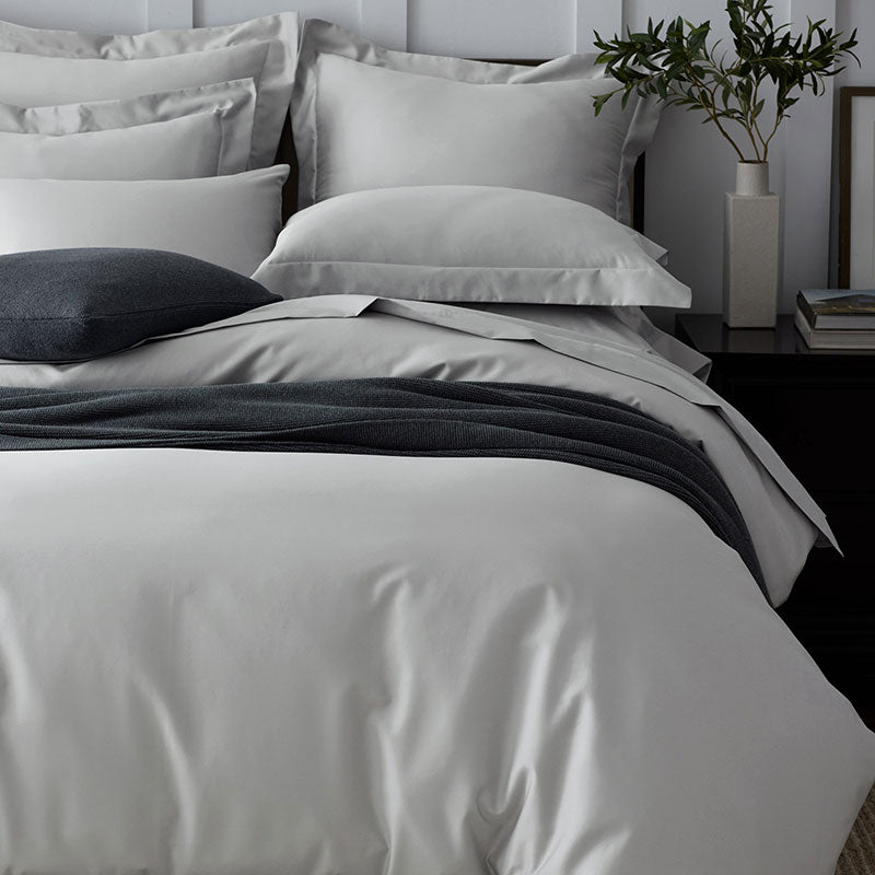 Premium Smooth Supima® Cotton Wrinkle-Free Sateen Duvet Cover - Light Gray, King/Cal. King