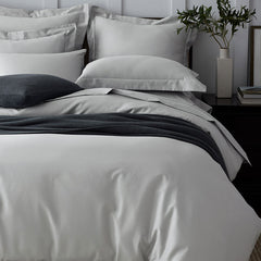 Premium Smooth Supima® Cotton Wrinkle-Free Sateen Flat Bed Sheet - Light Gray, Full