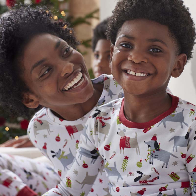 Family Printed Peruvian Cotton Kid's Pajama Set - Holiday Paws, 2T