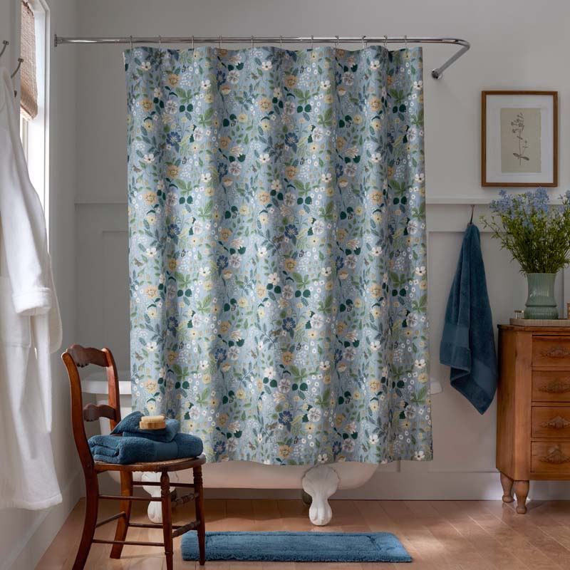 Strawberry Fields Classic Cool Cotton Percale Shower Curtain - Slate