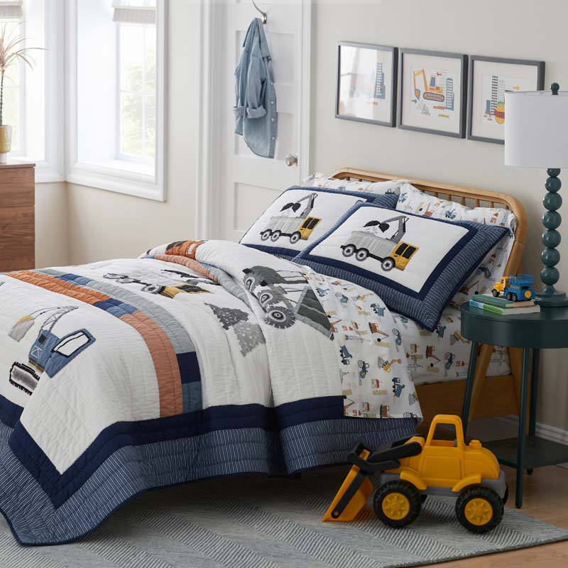 Construction Builders Quilt - Blue Multi, Full/Queen