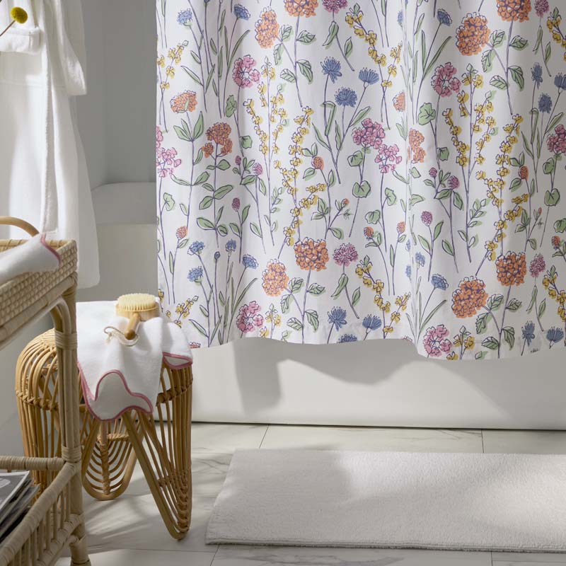 Garden Mirage Classic Cool Cotton Percale Shower Curtain - White Multi
