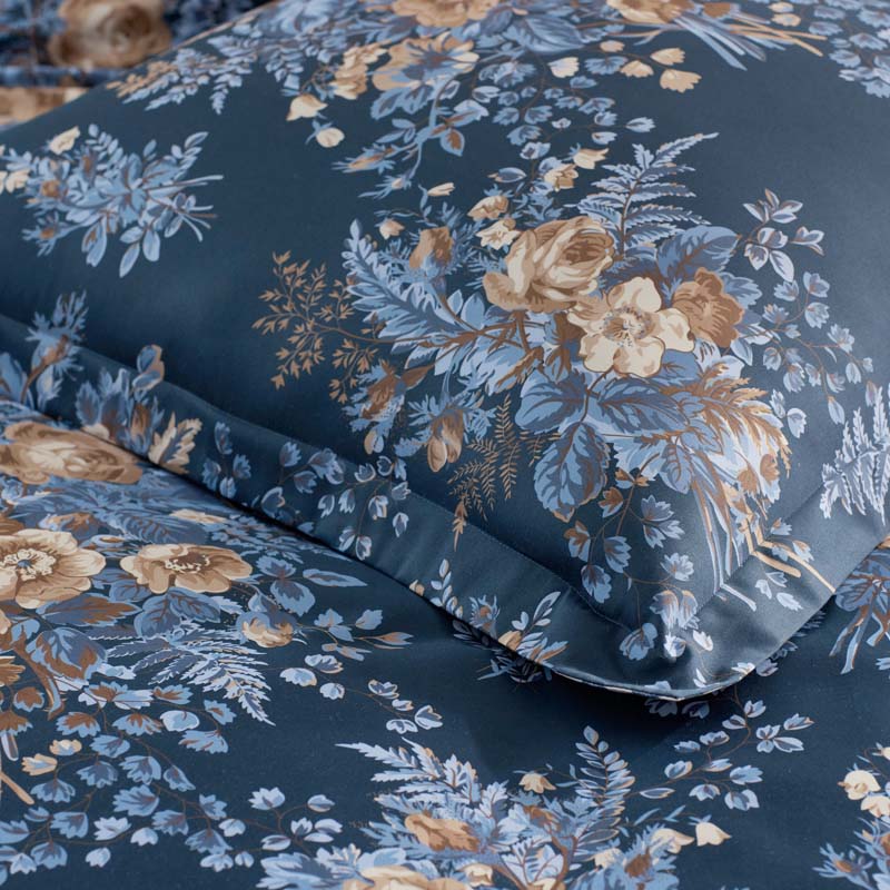 Antara Reversible Premium Smooth Sateen Duvet Cover - Navy, Full