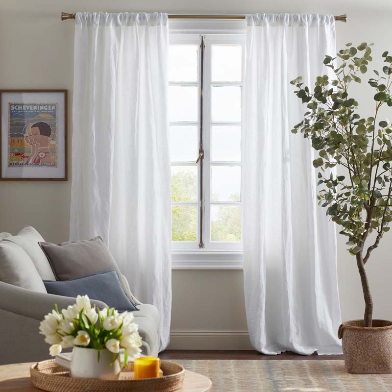 Linen Window Curtain - White, 96 in.