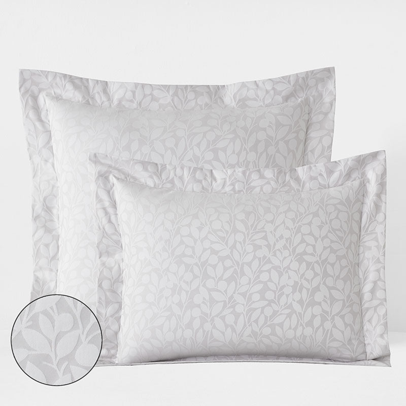 Jacquard Leaf Yarn-Dyed Premium Smooth Supima® Cotton Wrinkle-Free Sateen Sham - Light Gray, Euro