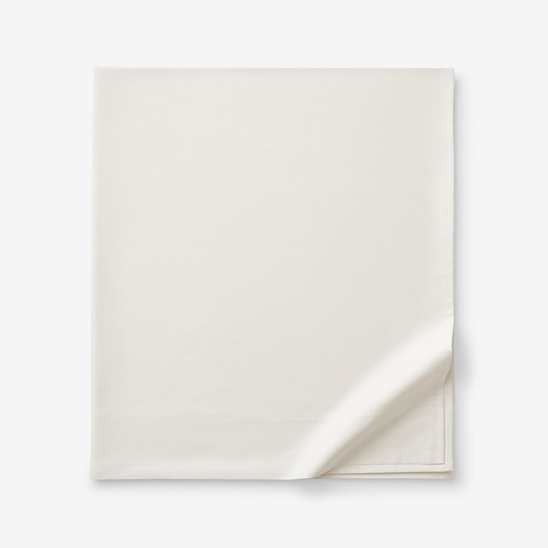 Classic Smooth Sateen Solid Flat Bed Sheet - Ivory, Full