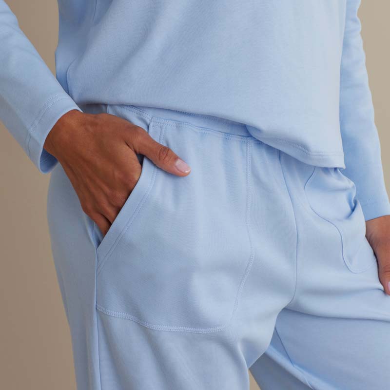 Pima Cotton Women's Jogger Pants Pajama Set - Periwinkle, L