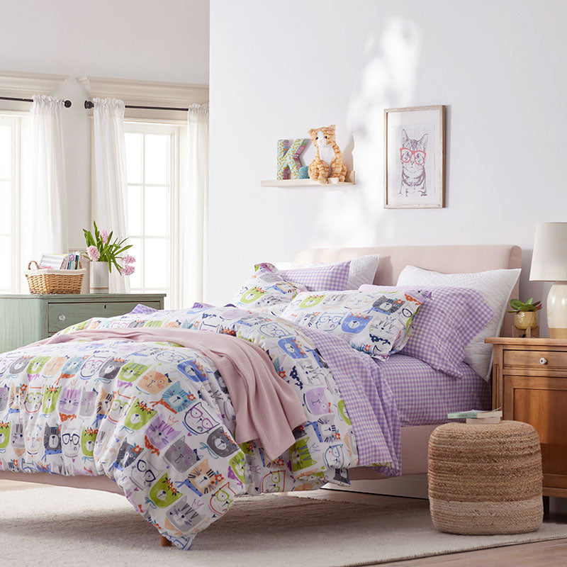 Stylish Cats Classic Cool Organic Cotton Percale Sham - White Multi, Standard