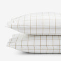 Tailored Stripes and Plaids Classic Cool Cotton Percale Pillowcase Set - Block Plaid Wheat, King