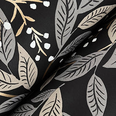Willowberry Traditional Wallpaper - Black, Swatch
