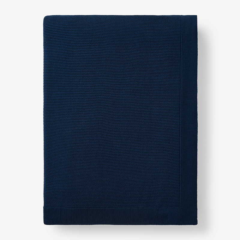 Classic All Season Breathable Cotton Knit Blanket - Navy, King/Cal. King