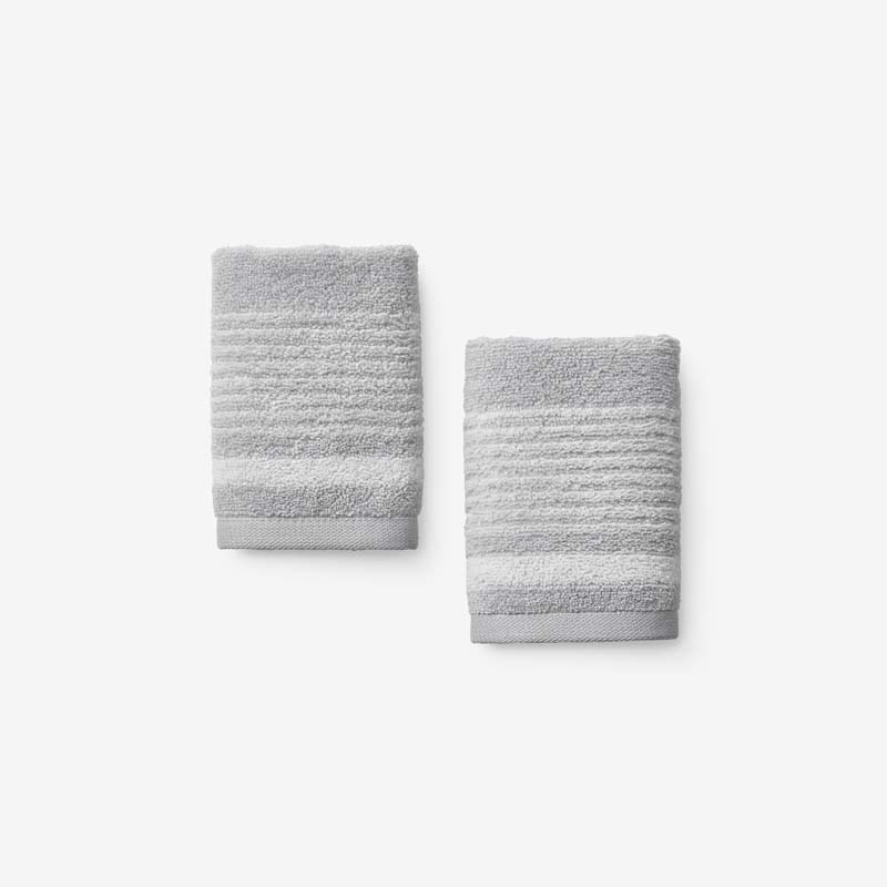 Plush Spa Stripe Washcloths, Set of 2 - Light Gray