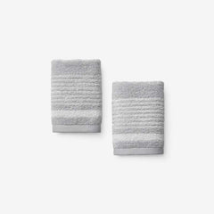 Plush Spa Stripe Washcloths, Set of 2 - Light Gray