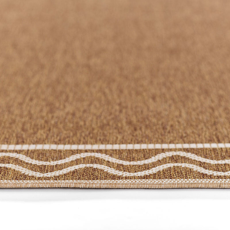 Wave Border Outdoor Rug -  Natural, 5' 3" x 7'