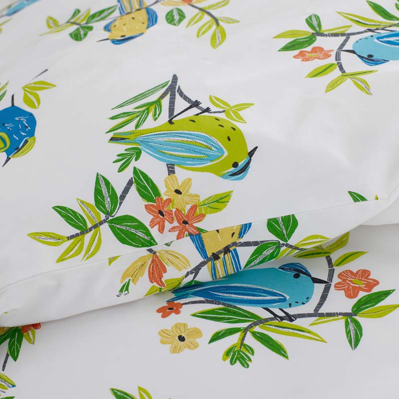 Summer Prints Classic Cool Cotton Percale Bed Sheet Set - Bird Days, Twin XL