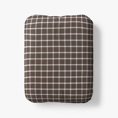 Classic Stripes and Plaids Cool Yarn-Dyed Cotton Percale Fitted Bed Sheet - Windowpane Brown, Full